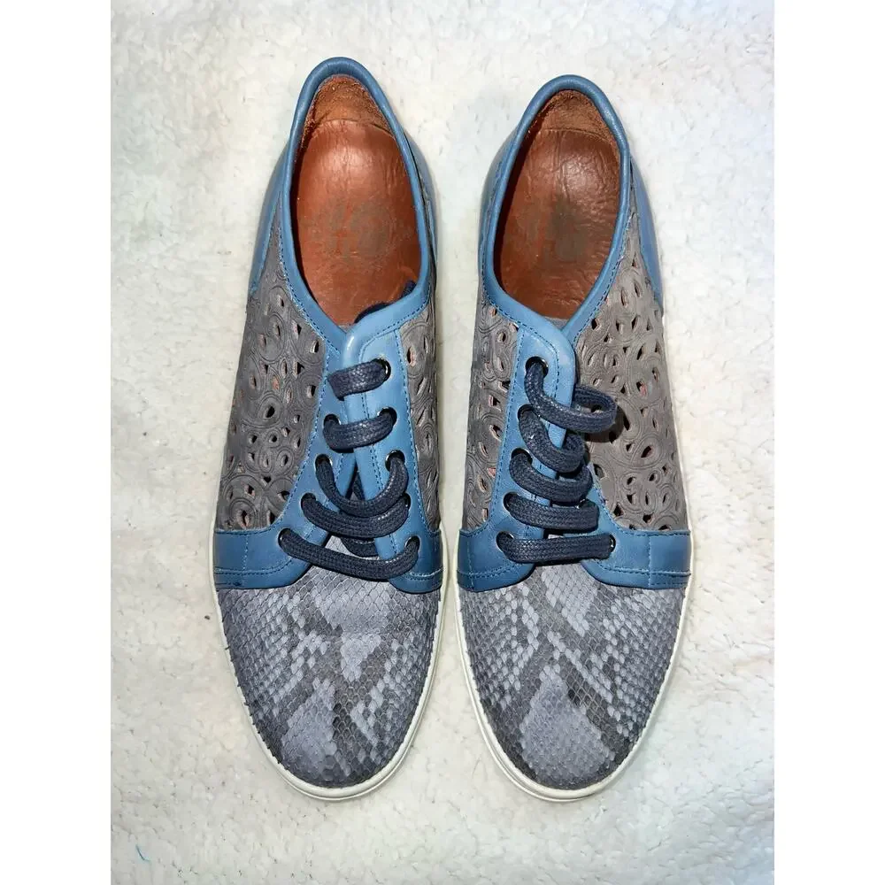 Franco Cuadra casual Python Snakeskin Leather Sneakers - size US 9-9 1/2 (26cm).